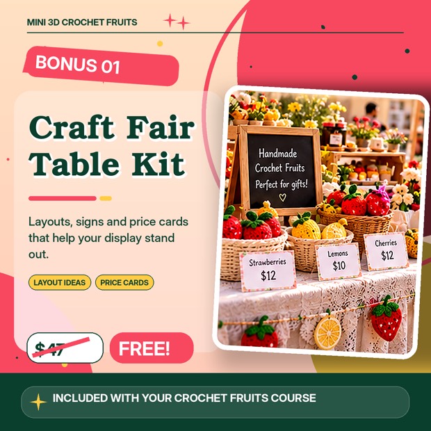 Bonus 1, Craft Fair Table Kit, worth $47. Layout, signs and price cards that sell for you.