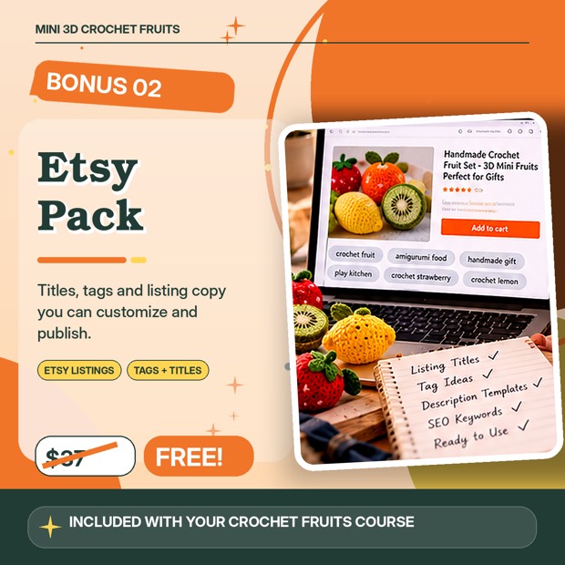 Bonus 2, Etsy Pack, worth $37. Titles, tags and listing copy to fill in and publish.