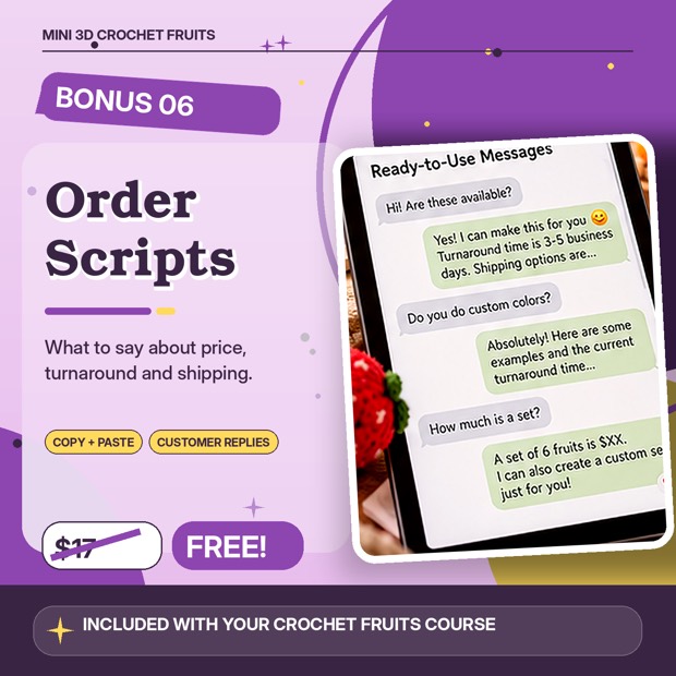 Bonus 6, Order Scripts, worth $17. What to say about price, turnaround and shipping.