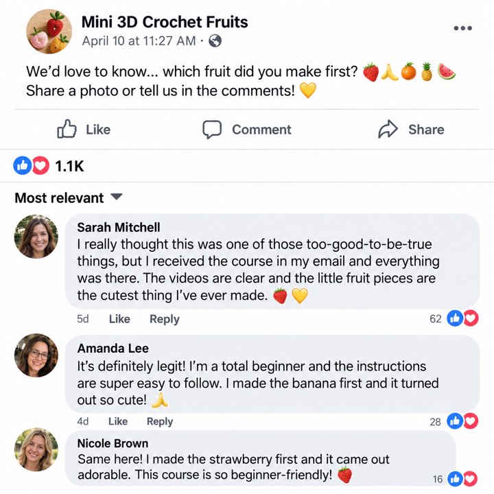 Facebook comments from students telling which fruit they made first