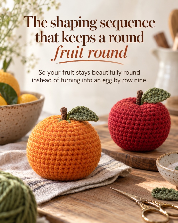 The shaping sequence that keeps a round fruit round, instead of letting it turn into an egg by row nine.